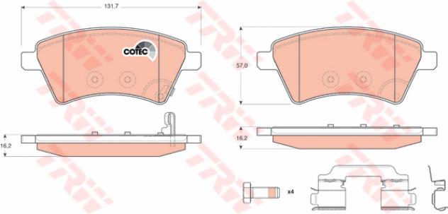 Trw Pattini Freno Fiat Fiat Sedici 1.6 - 1.9D 1.6 16V Gdb1673