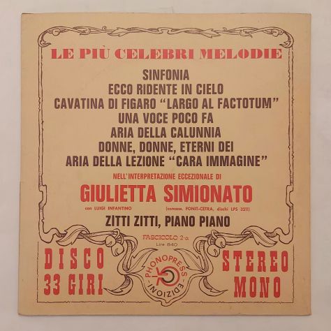 Teatro Dell'Opera Lirica vinile 33 giri:Il Barbiere di Siviglia Phonopress,1969 - Foto 2
