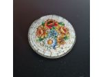 Spilla primi '900 in micromosaico  floreale  su ottone .
