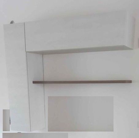 Sala moderna Parete Attrezzata composta da 2 pensili + mensola color Wenghe