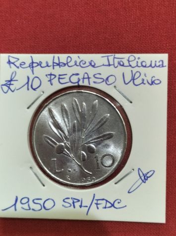 Moneta da collezione lire 10 Pegaso Ulivo 1959 SPL/fdc - Foto 10