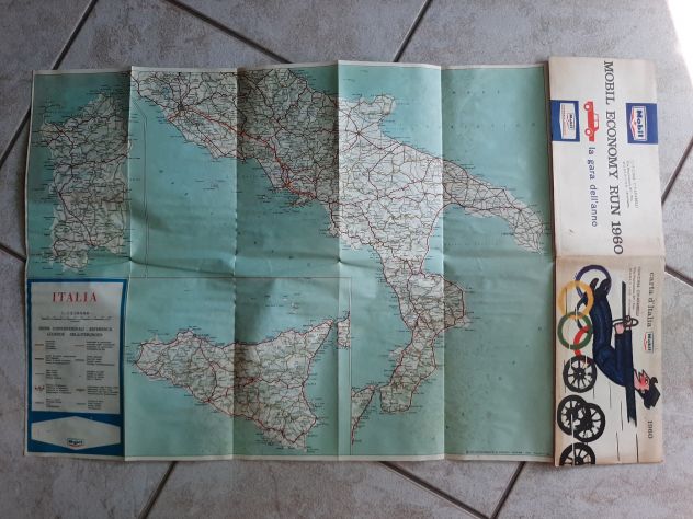MOBIL CARTINA STRADALE ITALIA ANNO 1960 ORIGINALE - Foto 5