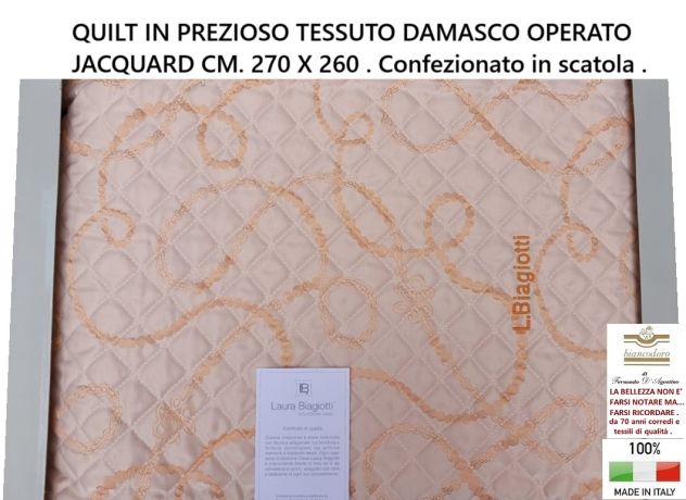 Quilt copriletto LAURA BIAGIOTTI in prezioso tessuto damascato - Foto 3
