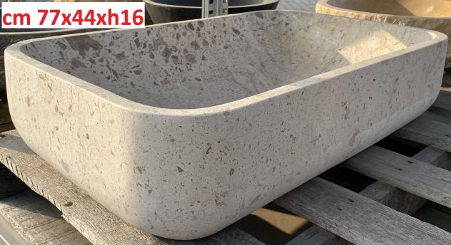 Coppia di lavabo da appoggio in marmo bianco - Foto 7