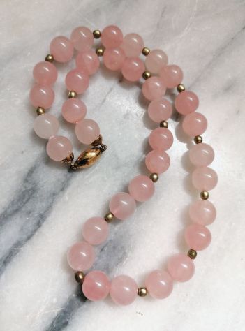 IMPORTANTE COLLANA REGOLARE GIROCOLLO DI QUARZO ROSA CHIUSURA ARGENTO. - Foto 6