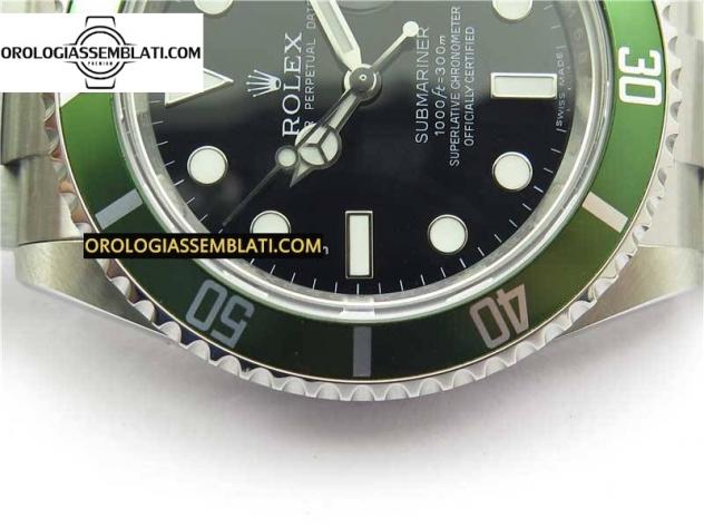 Rolex Replica SUBMARINER 16610 LV KERMIT VERDE ACCIAIO 904L 1:1 MIGLIOR EDIZIONE SU BRACCIALE SS SH3135 - Foto 7