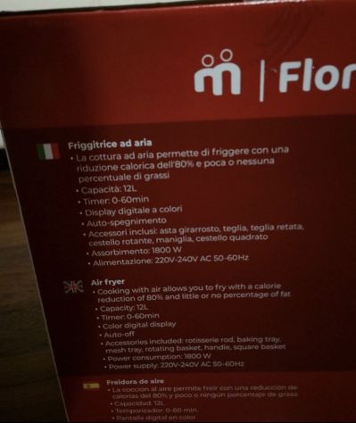 Friggitrice ad Aria Melchioni Family Flora 12L Nuova Imballata - 79€ - Foto 4