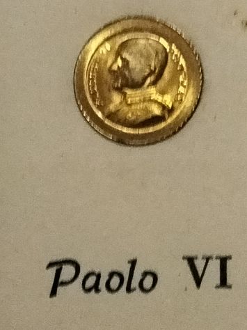 Quadretto vintage effigie Paolo VI monetina oro 8 ka - Foto 3