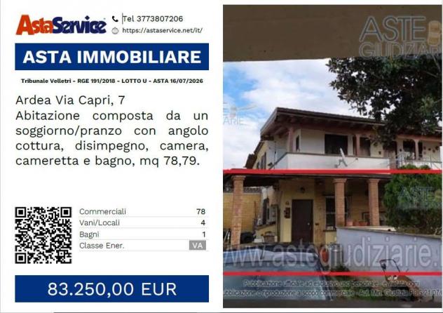 Tribunale Velletri - RGE 191/2018 - LOTTO U - Tribunale Velletri - RGE 191/2018 - LOTTO U - ASTA 16/07/2026