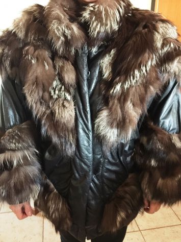 Pelliccia volpe e pelle vintage anni 80 tg 44/46