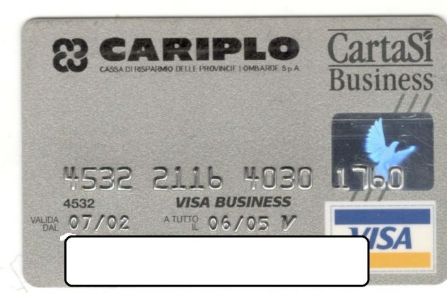Carta di credito  Cariplo carta SI business 2005