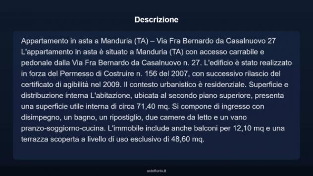 Immobile in asta di 71 m², box auto in vendita a Manduria - Foto 3