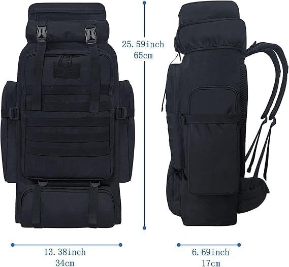 Zaino tattico 80L molle impermeabile trekking campeggio viaggi nero - Foto 2