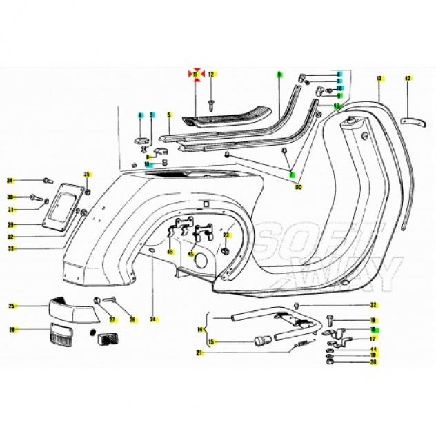 Pedana centrale Piaggio Vespa PK XL RUSH N - Foto 3