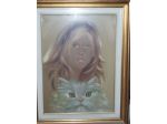 quadro donna con gatto