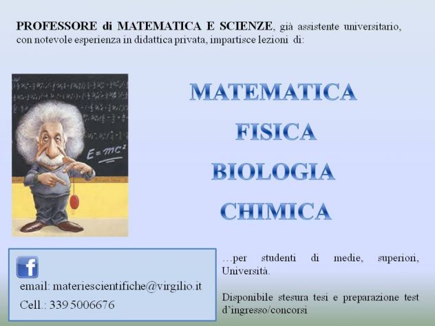 Lezioni private di matematica, fisica, chimica e biologia