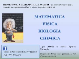Lezioni private di matematica, fisica, chimica e biologia