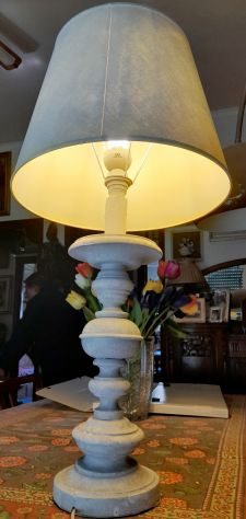 lampada in legno stile classico con paralume h92xØ45