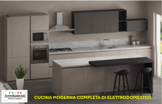 CUCINA LINEARE NUOVA CUCINE MODERNE CON ISOLA CON ELETTRODOMESTICI COMPRESI - Foto 3