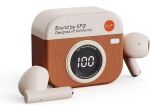 Cuffie Retro Q86 con Effetto Pelle, Impermeabili IPX5, Bluetooth 5.4, MARRONE