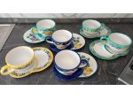 SERVIZIO 6 TAZZE LATTE CON PIATTO PORTA BISCOTTI IN CERAMICA VIETRESE VIETRI