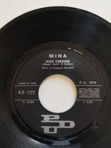 Disco Vinile 45 giri di Mina - "Non credere", originale del 1969. - Foto 4