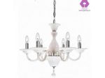 lampadario 6 luci white nuovo shabby vetro soffiato bianco latte elegante joshop