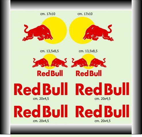 Kit completo 8 adesivi tuning red bull