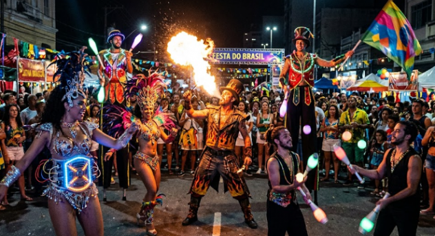 MANGIAFUOCO BALLERINE BRASILIANE Ventre Robot Luminosi TRAPOLIERI GIOCOLIERI