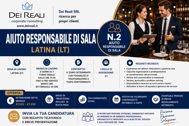 AIUTO RESPONSABILE DI SALA – LATINA (LT)