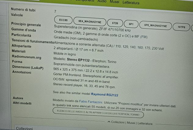 Stereo EP 1132 serie Mac Eterphone del 1966 ,radio e giradischi e sintonizzatore - Foto 3