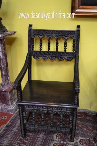 Coppia di poltrone stile Rinascimentale primi del XX secolo - Foto 6