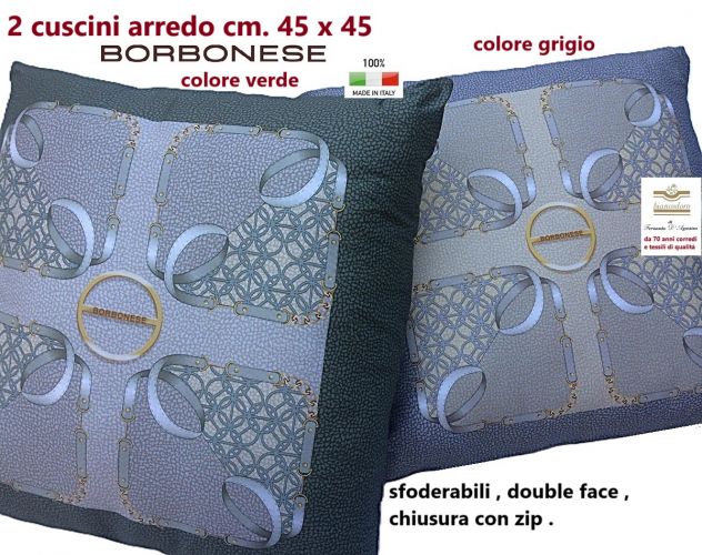 4 CUSCINI ARREDO BORBONESE CM. 45 X 45 , SFODERABILI , CON ZIP ASSORTITI - Foto 6