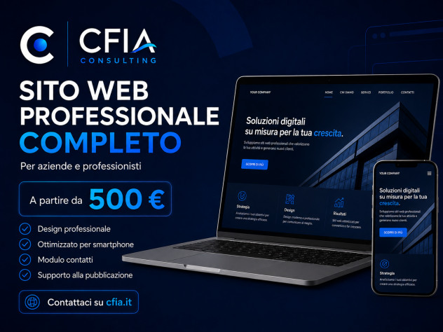 Sito web professionale completo per aziende e professionisti a partire da €500