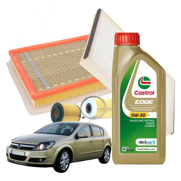 Kit Tagliando Opel Astra H 5 Litri Olio Motore Castrol Edge 5W30 C3 4 Filtri