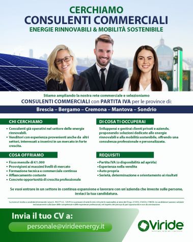 CONSULENTI COMMERCIALI – ENERGIE RINNOVABILI