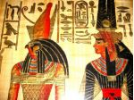 HORUS E ISIDE PAPIRI ANTICO EGITTO-FATTI A MANO SUL POSTO-SVENDO PER TRASLOCO