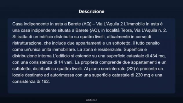 Immobile in asta di 434 m² con più di 5 locali in vendita a Barete - Foto 4
