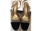 Sandalo Melissa scarpa Slingback dorati a punta nera tg 40