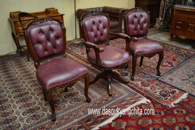 Trittico di poltrone da studio stile inglese Vittoriano - Foto 7