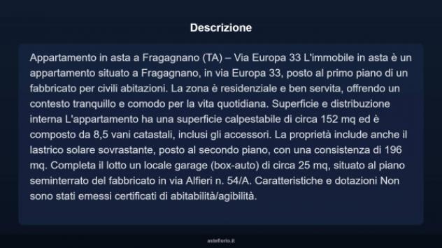 Immobile in asta di 152 m² con più di 5 locali e box auto in vendita a Fragagnano - Foto 6