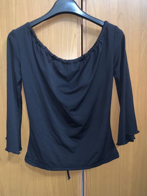 UNA MAGLIETTA DA DONNA/RAGAZZA,VINTAGE,NERA,CON MANICHE A 3/4 ELASTICIZZATA,TG S - Foto 9
