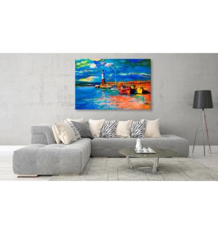 Quadro Barche In Molo Cm. 90x60 E 120x80 - ARREDALACASA - Foto 2