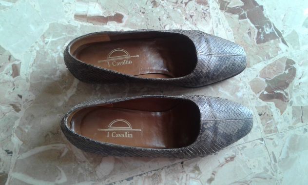 Scarpe vera pelle rettile e cuoio nocciola I Cavallin 39 e 1/2 - Foto 2