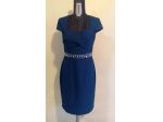 Abito corto blu Ashley Brooke tg 42 semi aderente con cintura in strass