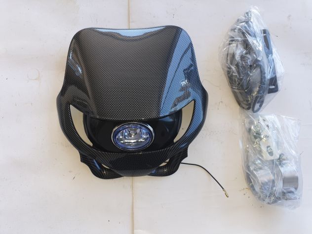 MASCHERINA CUPOLINO FARO CARBONIO MOTO ENDURO CROSS MOTARD