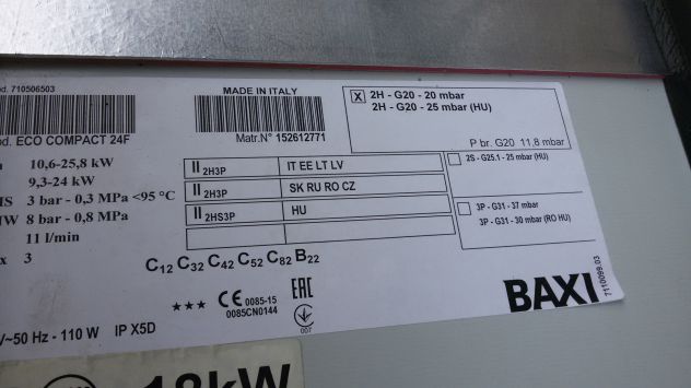 Caldaia baxi eco compact 24 F CAMERA STAGNA GAS METANO - Foto 7