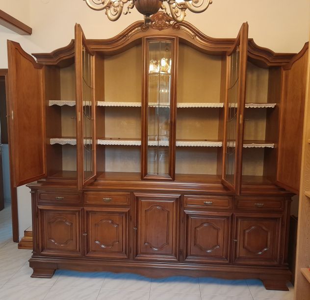 Sala Vetrina Credenza in legno massello e cristalli molati - Foto 2