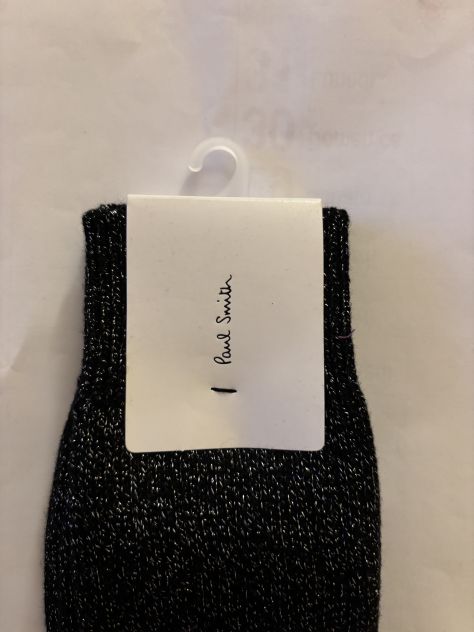 CALZE NUOVE CON CARTELLINO RARISSIME NERE CON BRILLANTINI FIRMATE”PAUL SMITH”MAD - Foto 6