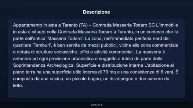 Immobile in asta di 79 m² con più di 5 locali e box auto in vendita a Taranto - Foto 5